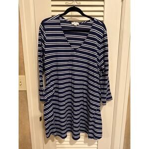 (Boutique) Misia Navy and White Stripes Tunic with Pockets
Size 3X